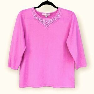 Embellished Grandma Barbiecore Sweater Size M